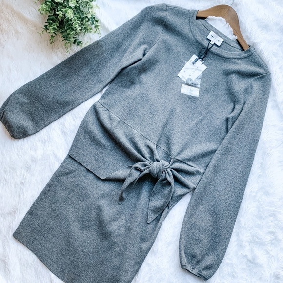 Milly | Size P NWT Grey Front Tie Dress - Picture 1 of 14
